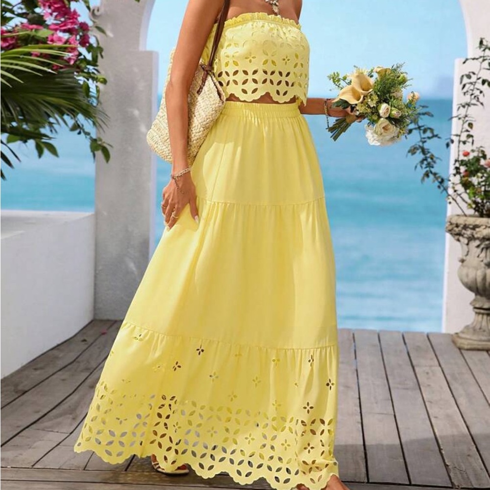 SHEIN Yellow Cutout Maxi Dress